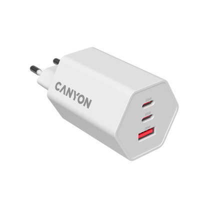 65W 2xPD 1xQC GaN Canyon Hexagon Netzladegerät weiß
