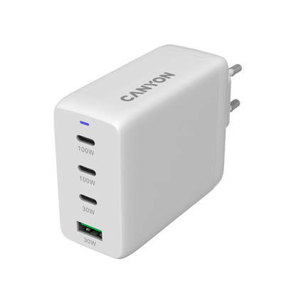 Ładowarka sieciowa GaN 100W 3xPD 1xQC EU Canyon CU100ACC biała