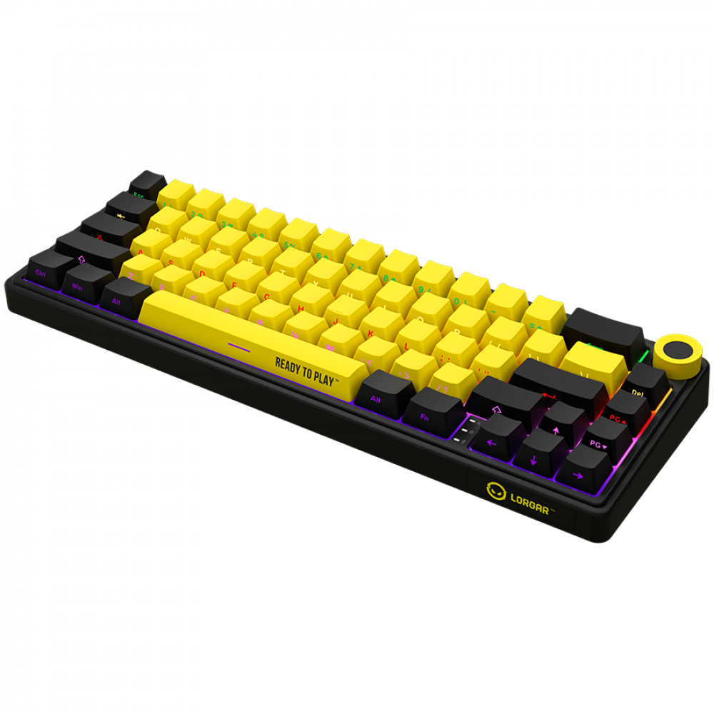 Lorgar Pro 65 % mechanische kabellose Gaming-Tastatur schwarz gelb
