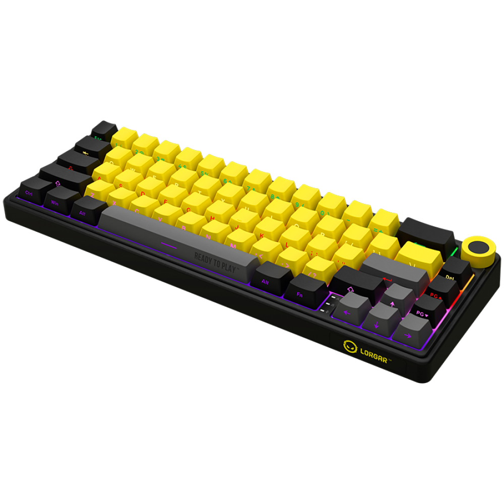 Lorgar Pro 65 % mechanische kabellose Gaming-Tastatur schwarz gelb