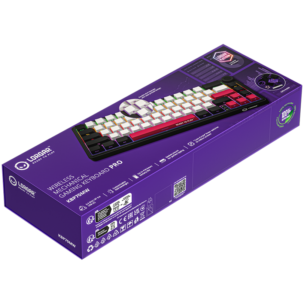 Kabellose 65% mechanische Gaming-Tastatur Lorgar Pro schwarz