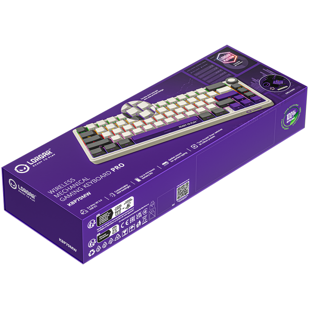 Lorgar Pro 65 % mechanische kabellose Tastatur beige