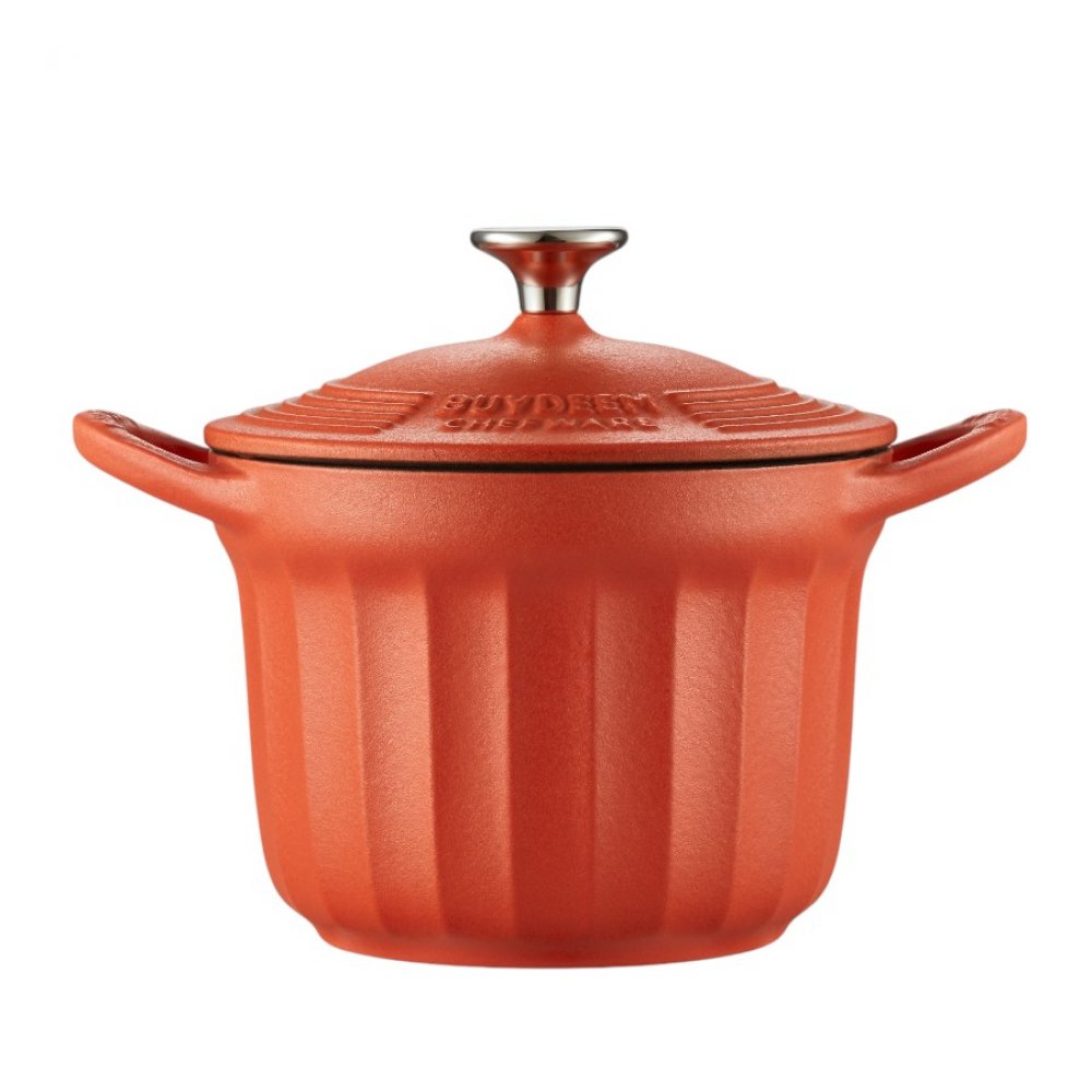 Buydeem CP541 Enamelled Cast Iron Pot 1.8L Kitchen Pastel Red