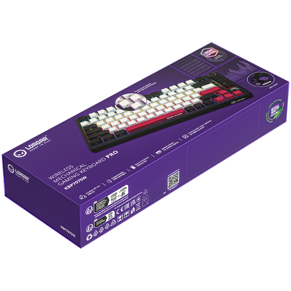 Gaming-Tastatur mechanisch 75% Lorgar EN schwarz kabellos
