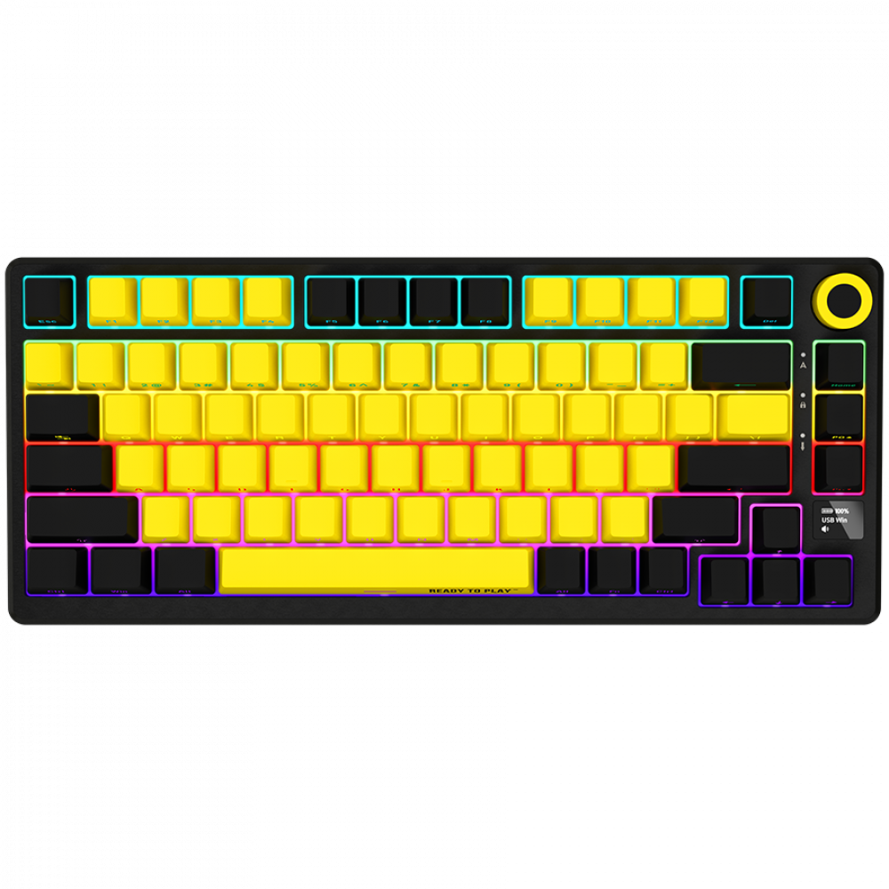 Lorgar Pro kabellose mechanische 75%-Gaming-Tastatur, schwarz-gelb