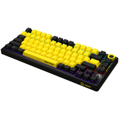 Lorgar Pro kabellose mechanische 75%-Gaming-Tastatur, schwarz-gelb