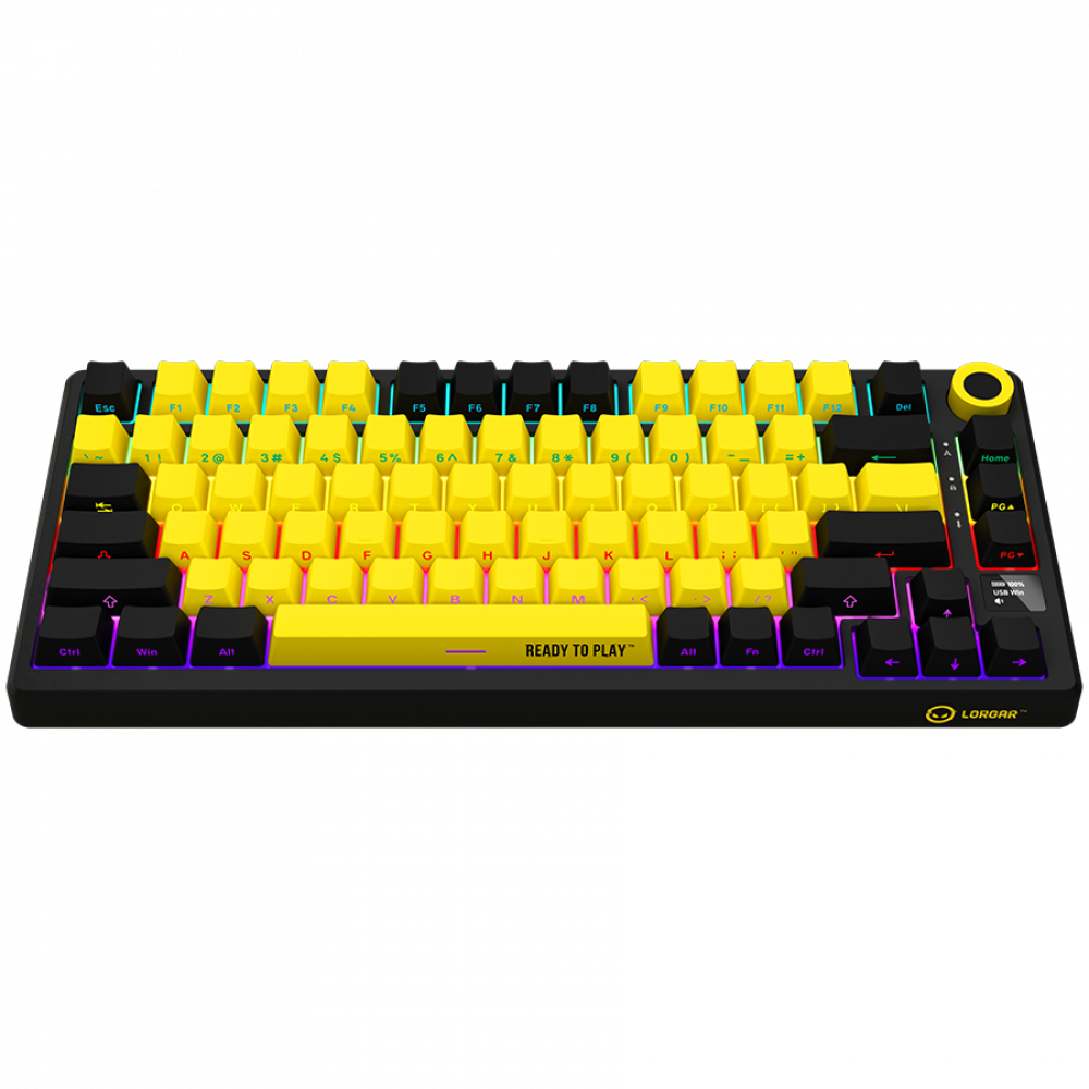 Lorgar Pro kabellose mechanische 75%-Gaming-Tastatur, schwarz-gelb