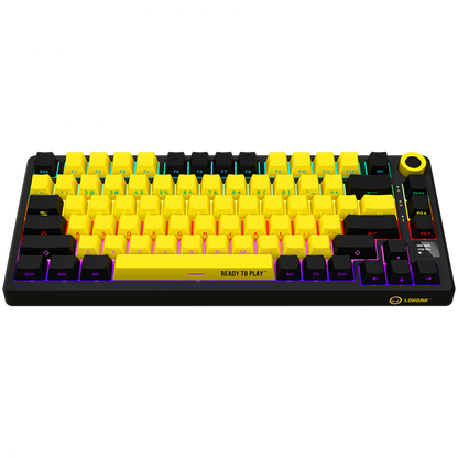 Lorgar Pro kabellose mechanische 75%-Gaming-Tastatur, schwarz-gelb
