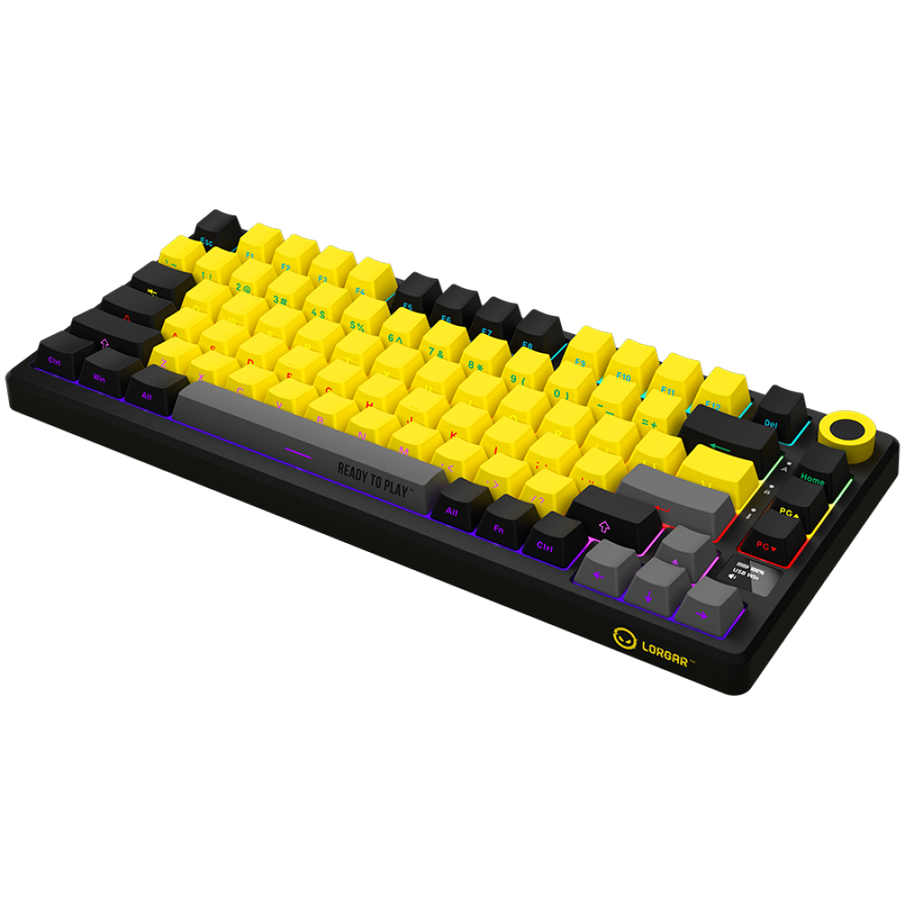 Lorgar Pro kabellose mechanische 75%-Gaming-Tastatur, schwarz-gelb