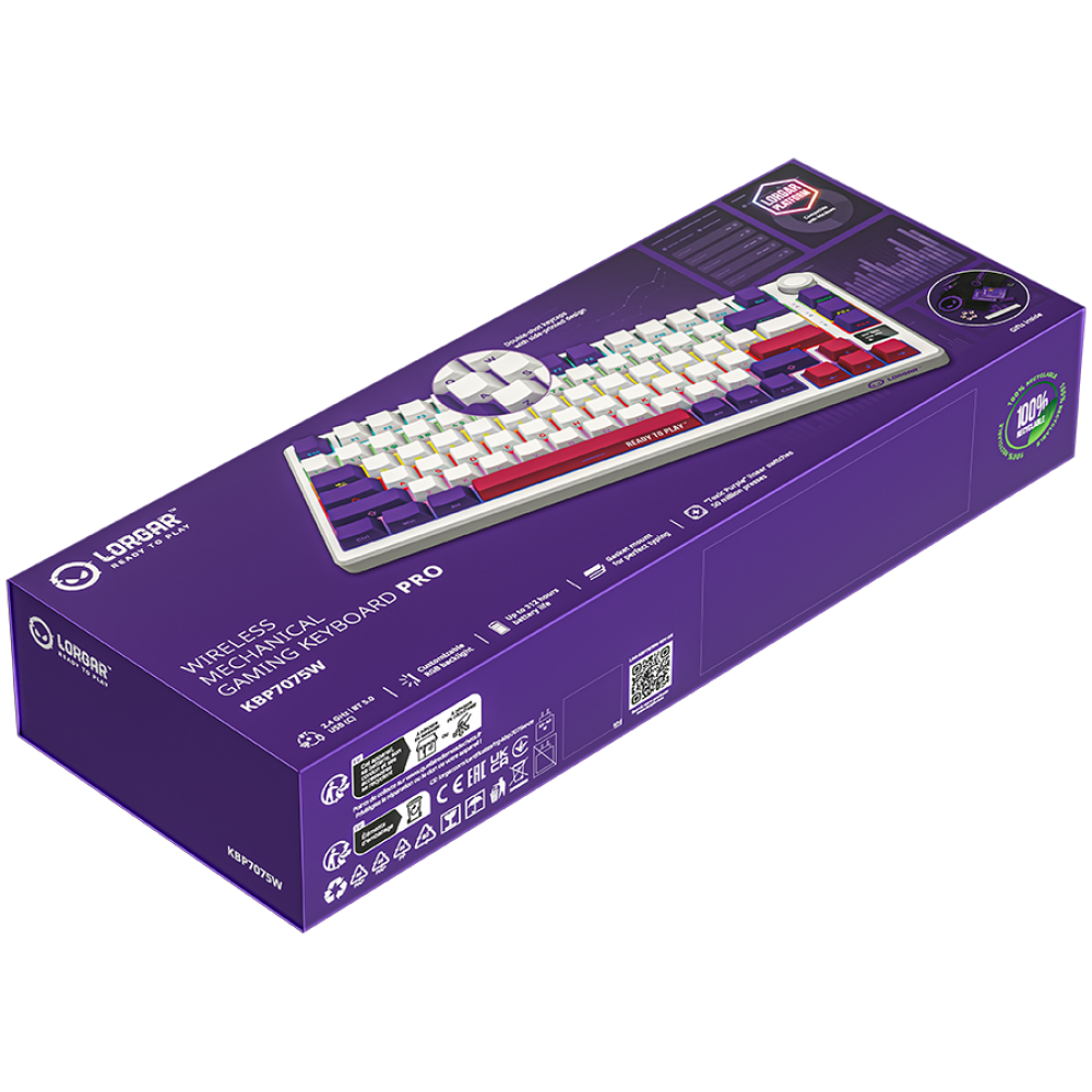 Kabellose Gaming-Tastatur 75% mechanisch Lorgar Pro weiß