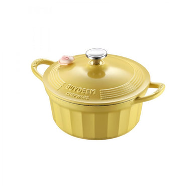 Buydeem CP551 3.9L Enamelled Cast Iron Pot, Pastel Yellow