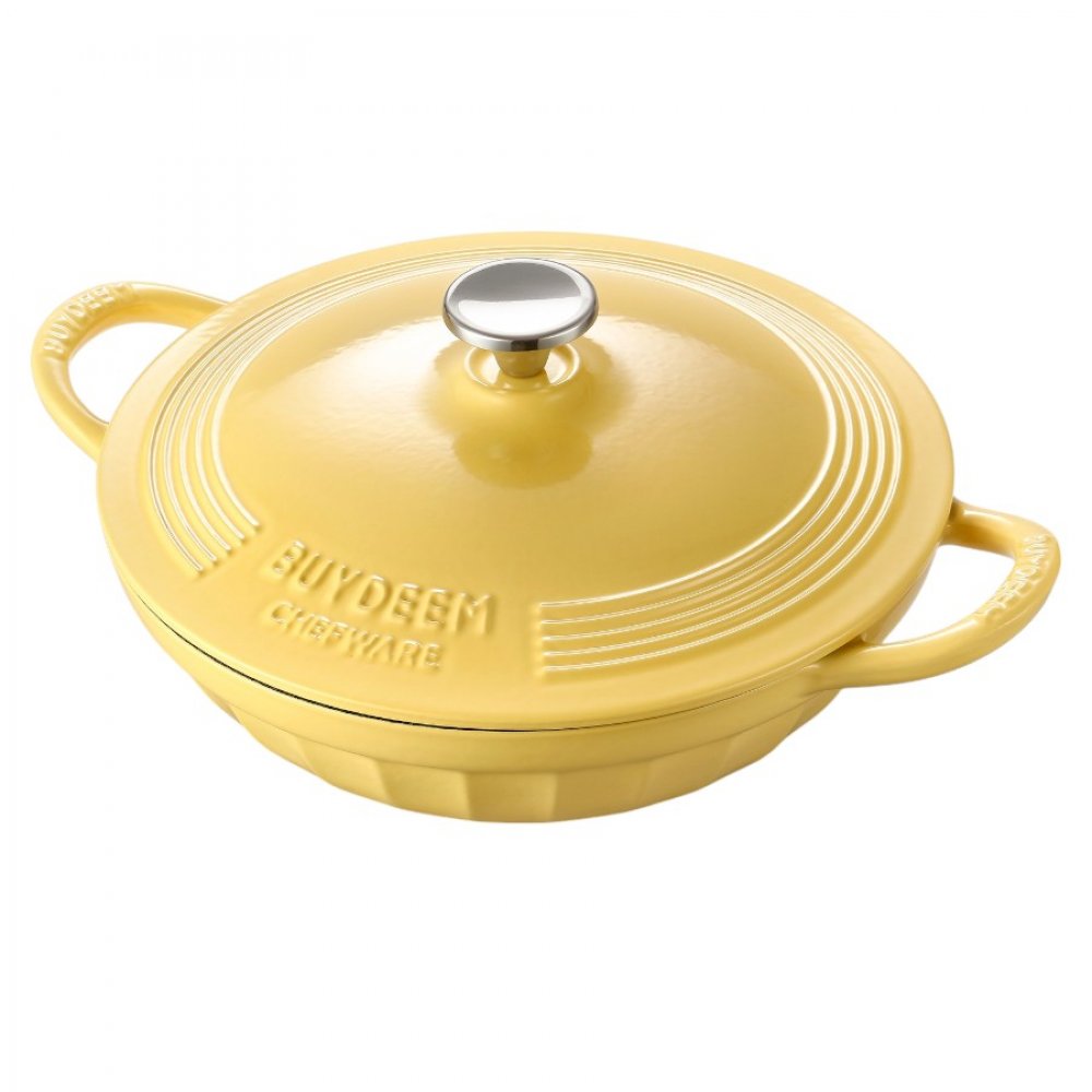 Buydeem CP581 Enameled Cast Iron Pot 3.3L Pastel Yellow