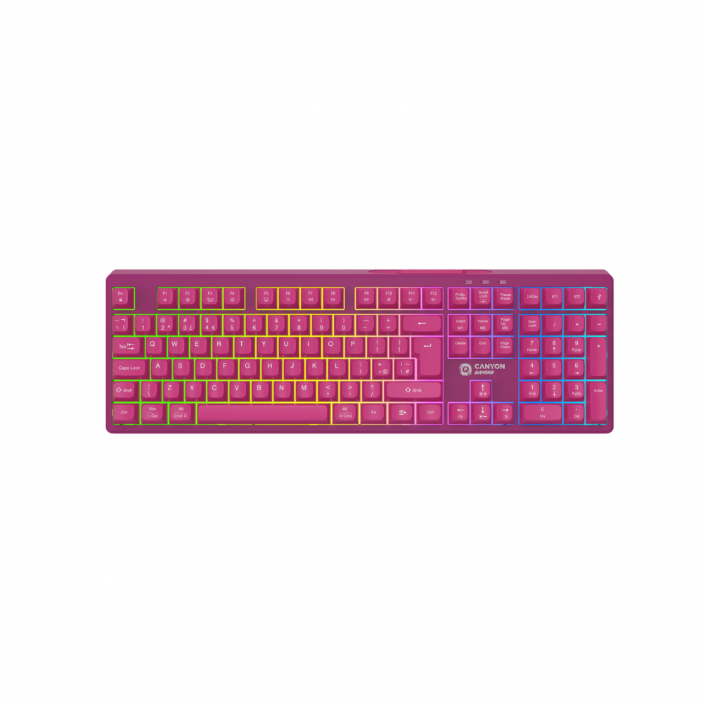 Canyon Fortnax Gaming-Tastatur 2.4G + Bluetooth RGB 105 Tasten rosa