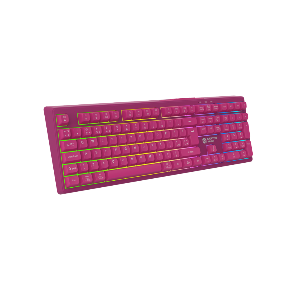 Canyon Fortnax Gaming-Tastatur 2.4G + Bluetooth RGB 105 Tasten rosa