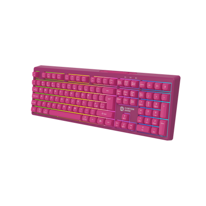 Canyon Fortnax Gaming-Tastatur 2.4G + Bluetooth RGB 105 Tasten rosa