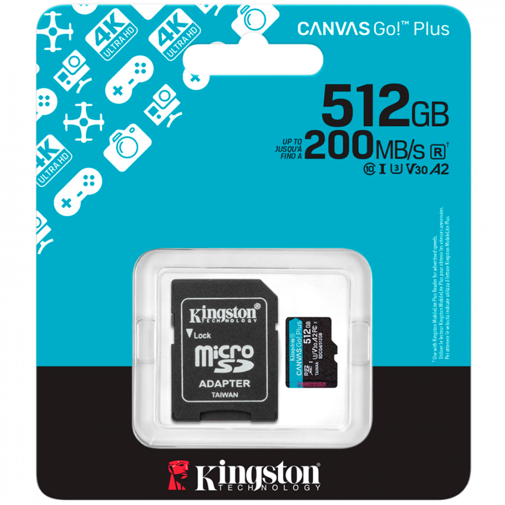 Kingston 512GB microSDXC UHS-I U3 Card with SD Adapter