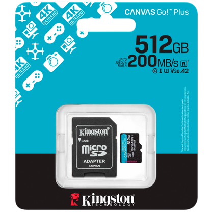Kingston 512GB microSDXC UHS-I U3 Card with SD Adapter