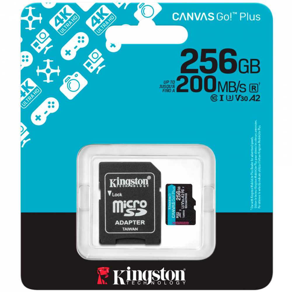 Kingston microSDXC Karte 256 GB 200 MB/s mit SD-Adapter