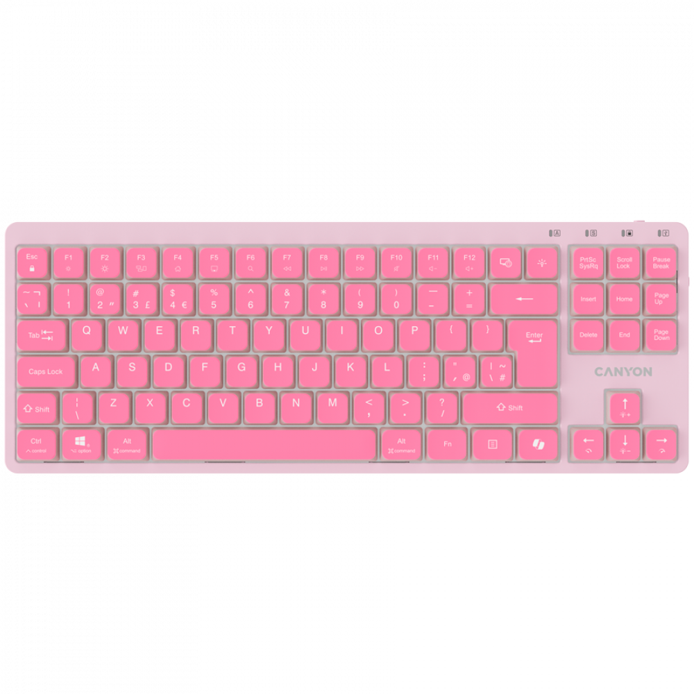 Canyon OnType 10 Low-Profile kabelgebundene Tastatur, rosa