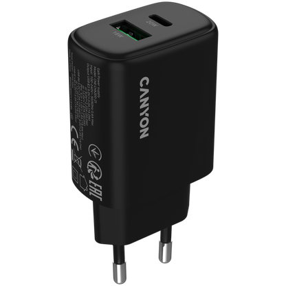 Ładowarka sieciowa 20W 1xPD 1xQC EU Canyon OnCharge 200 czarna