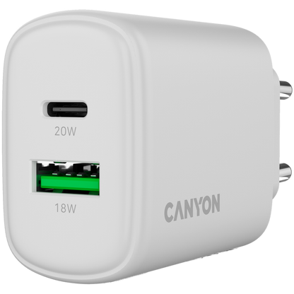 Canyon OnCharge 200 20W 1xPD 1xQC EU Netzladegerät weiß