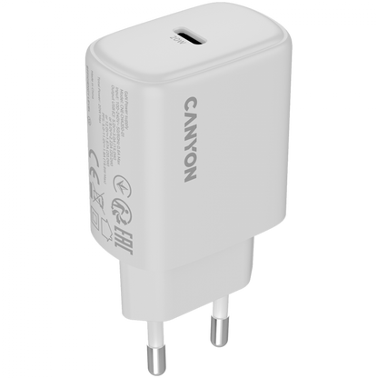 Canyon OnCharge 200 20W 1xPD EU Mains Charger, white