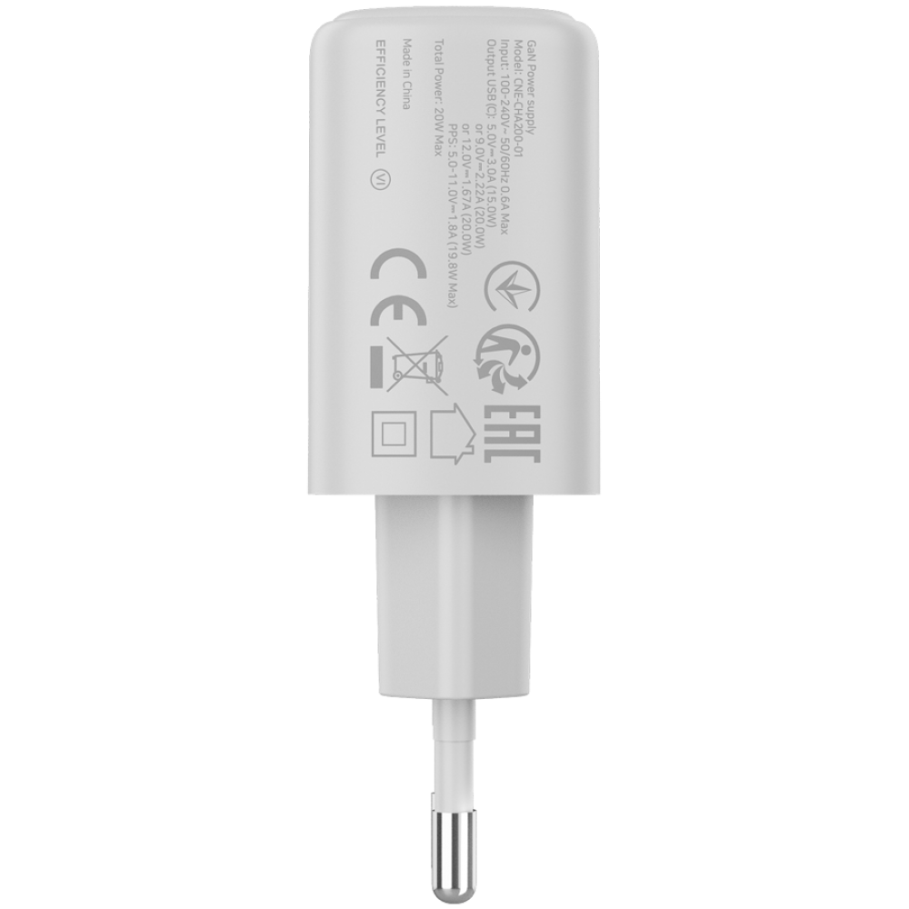 Canyon OnCharge 200 20W 1xPD EU Mains Charger, white