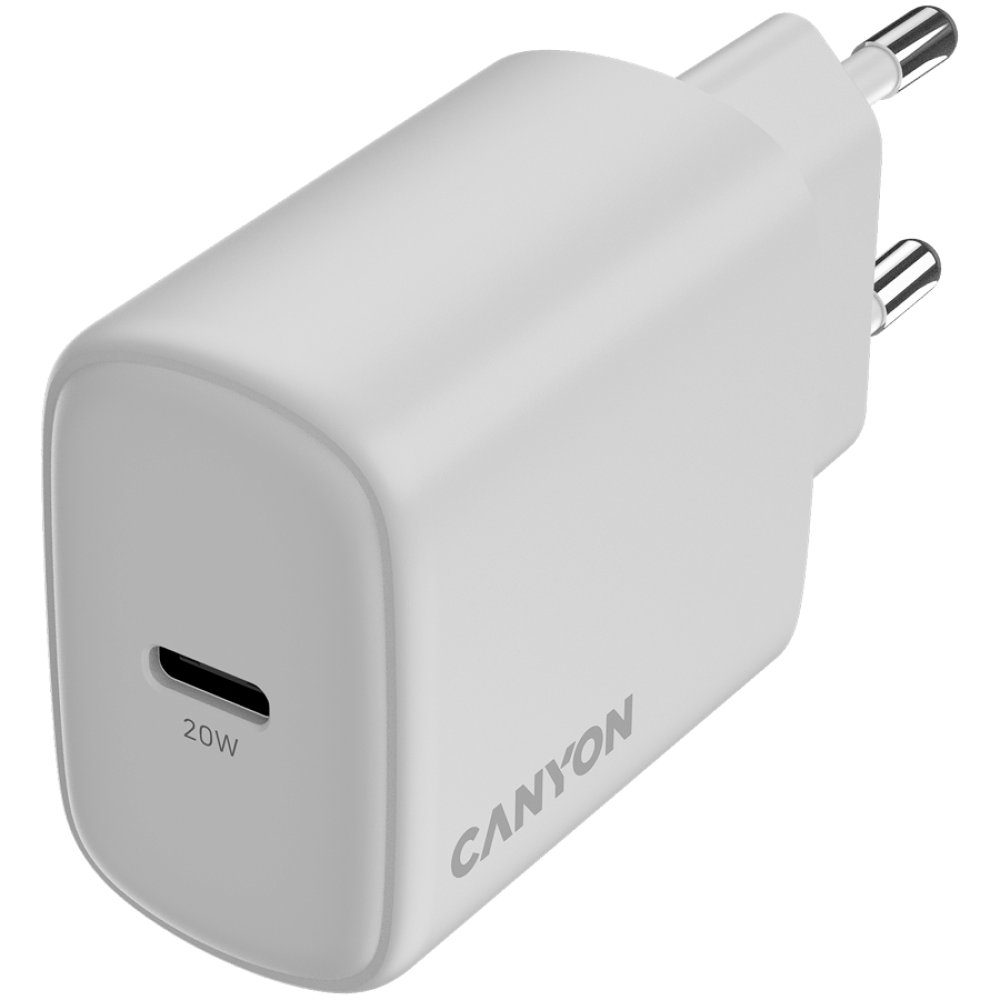 Canyon OnCharge 200 20W 1xPD EU Mains Charger, white
