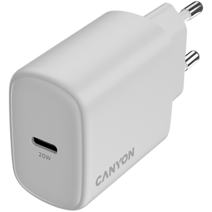 Canyon OnCharge 200 20W 1xPD EU Mains Charger, white