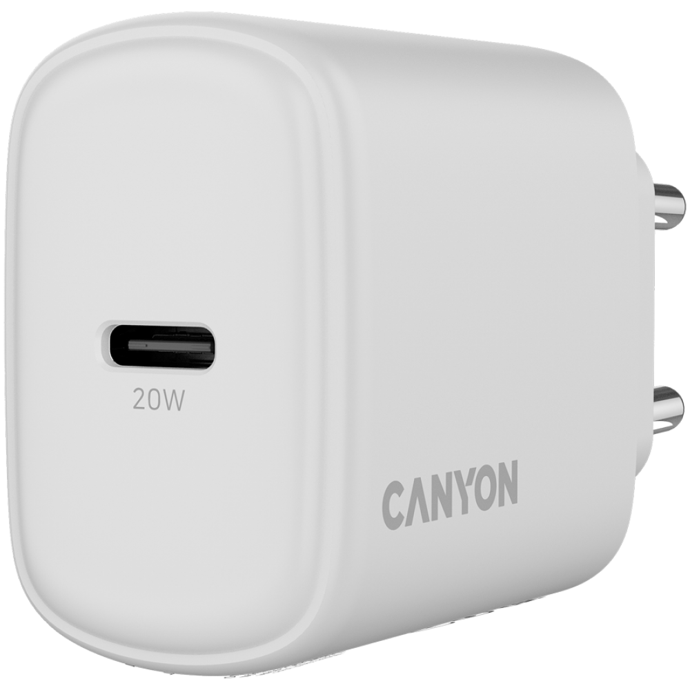 Canyon OnCharge 200 20W 1xPD EU Mains Charger, white