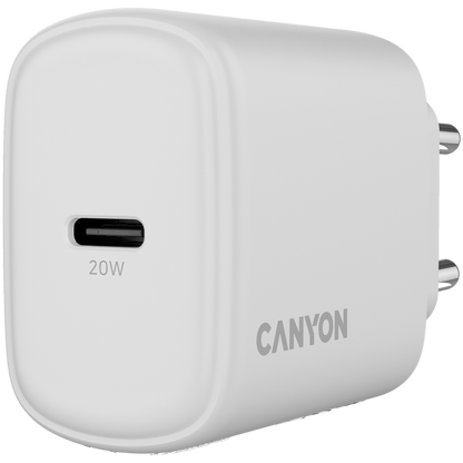 Canyon OnCharge 200 20W 1xPD EU Mains Charger, white
