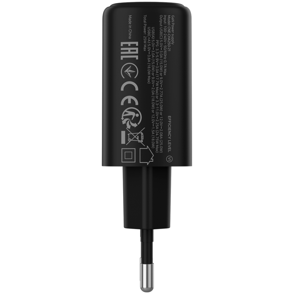 25W 1xPD 1xQC EU Canyon OnCharge 250 Black Wall Charger
