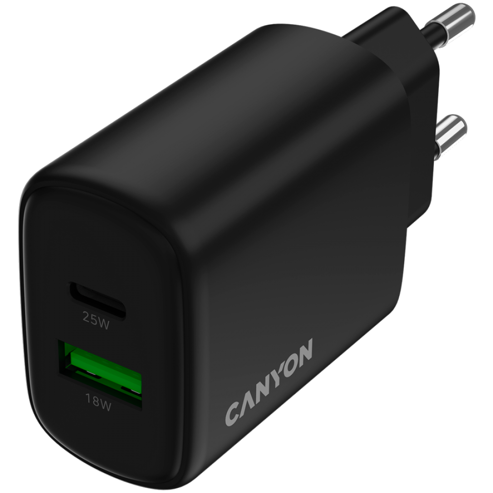 25W 1xPD 1xQC EU Canyon OnCharge 250 Black Wall Charger