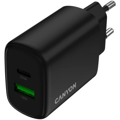 25W 1xPD 1xQC EU Canyon OnCharge 250 Black Wall Charger