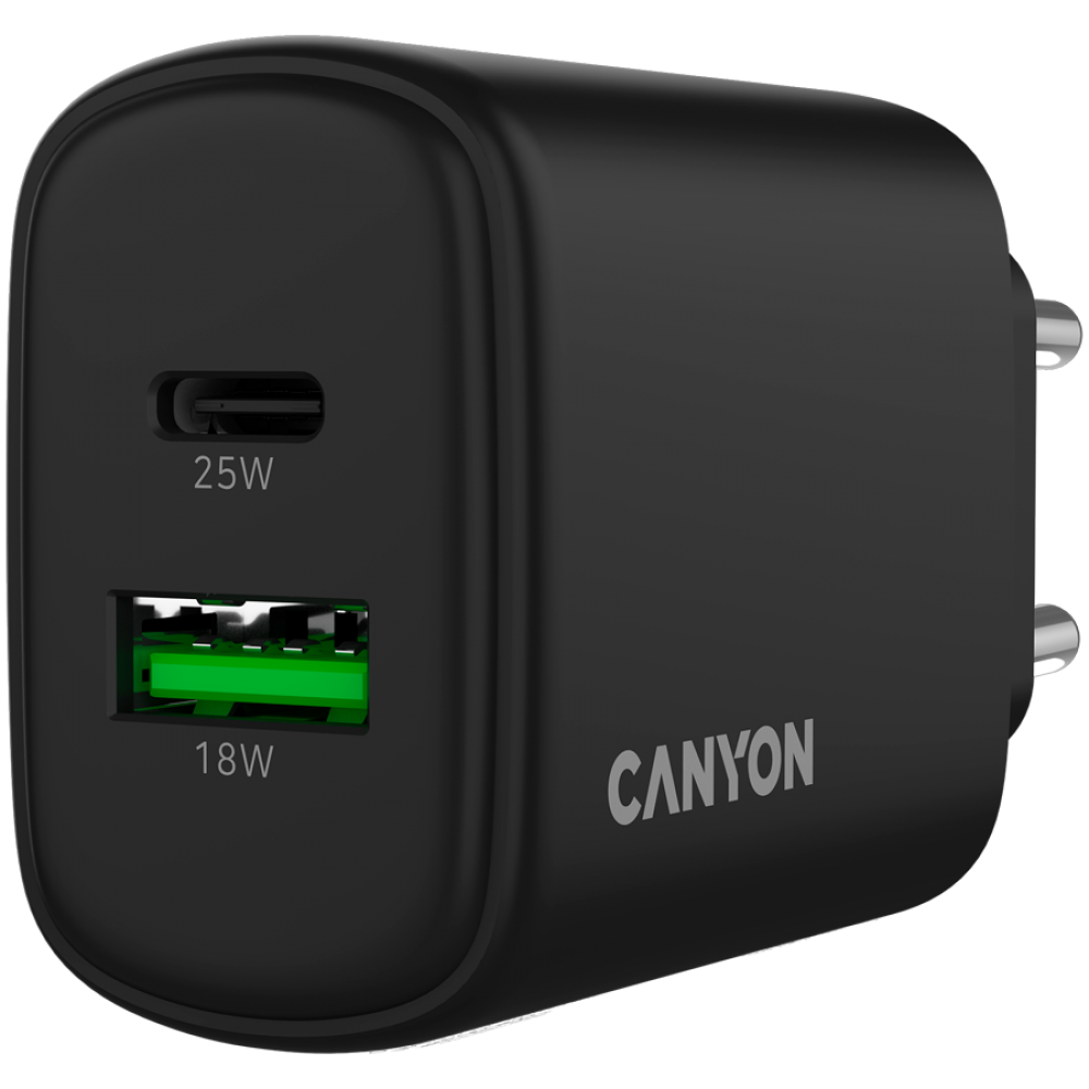 25W 1xPD 1xQC EU Canyon OnCharge 250 Black Wall Charger