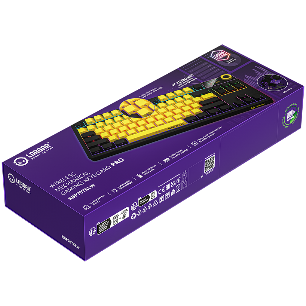 Kabellose TKL mechanische Gaming-Tastatur Lorgar Pro Schwarz Gelb