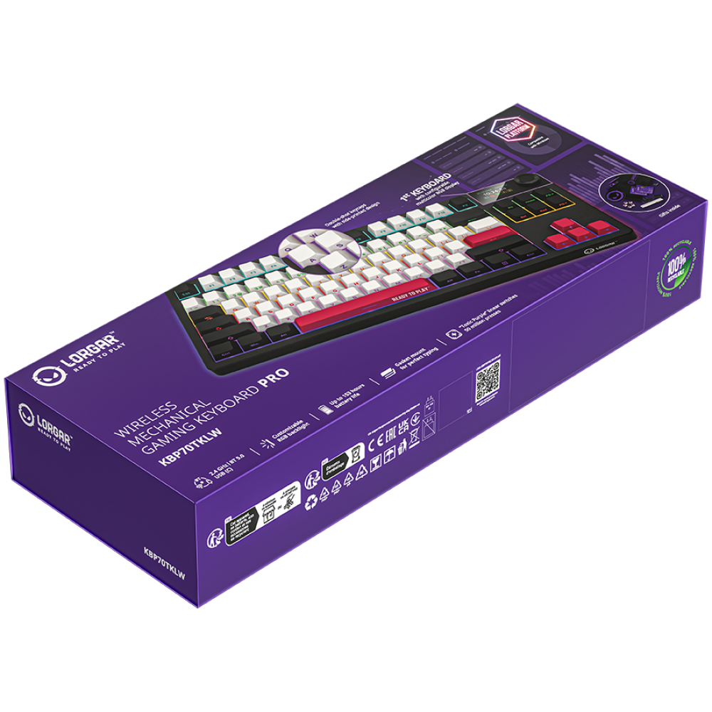 Gaming-Tastatur kabellos TKL mechanisch Lorgar Pro schwarz