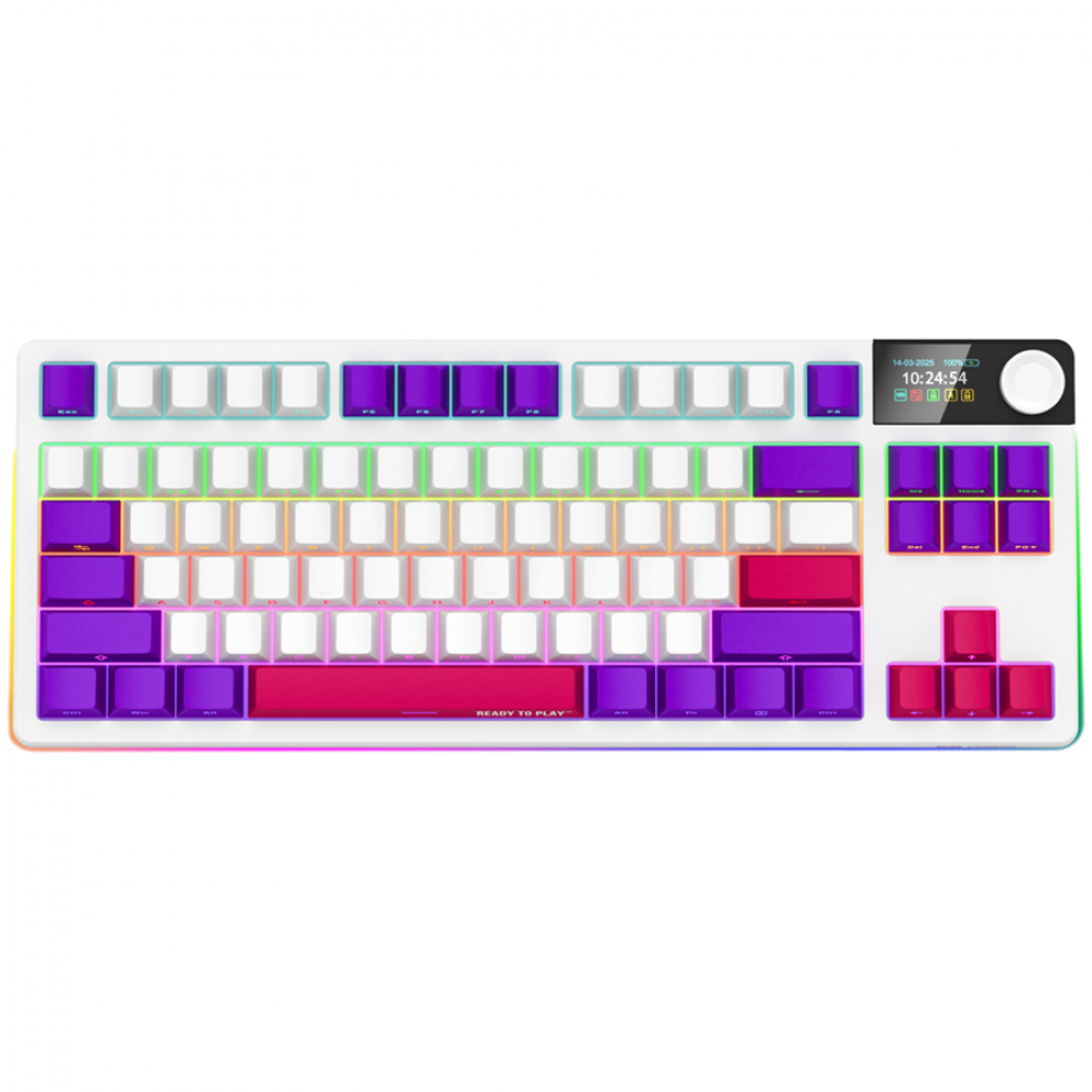 Kabellose mechanische TKL-Gaming-Tastatur Lorgar Pro weiß
