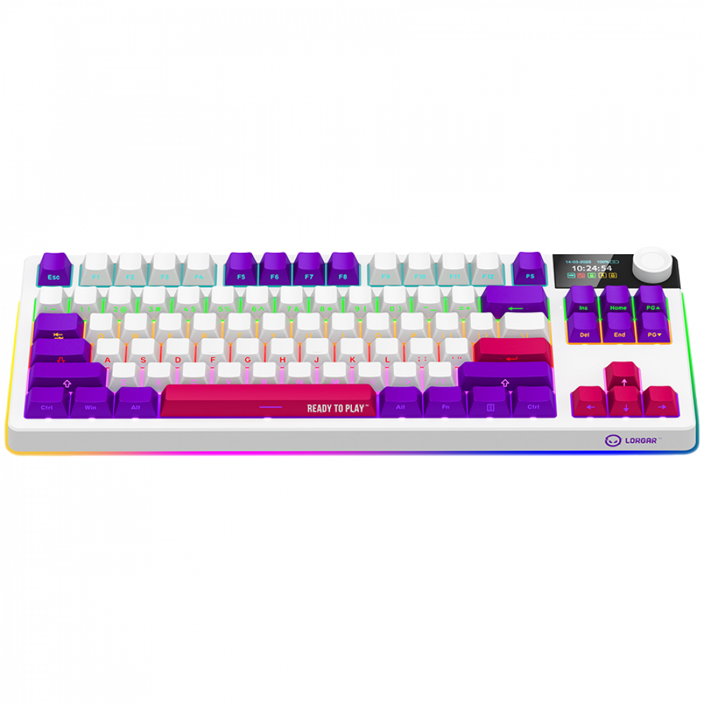 Kabellose mechanische TKL-Gaming-Tastatur Lorgar Pro weiß
