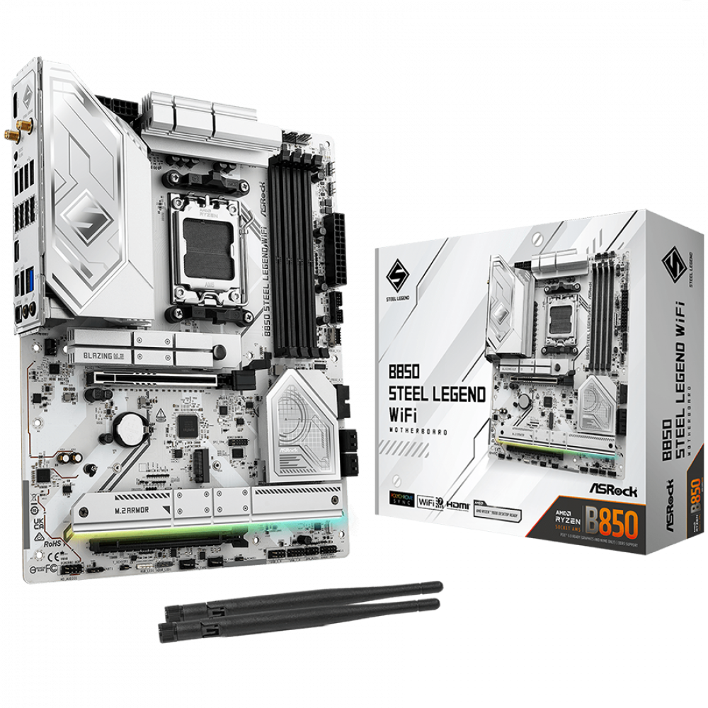 Motherboard ASROCK B850 Steel Legend WiFi ATX for AMD Ryzen 7000/8000/9000 black