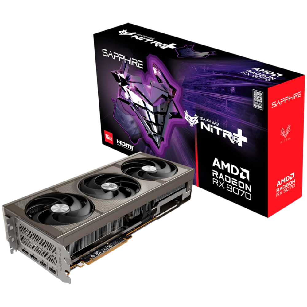 AMD Radeon RX 9070 GPU 16GB GDDR6 PCIe 5.0 Triple-Fan-Design