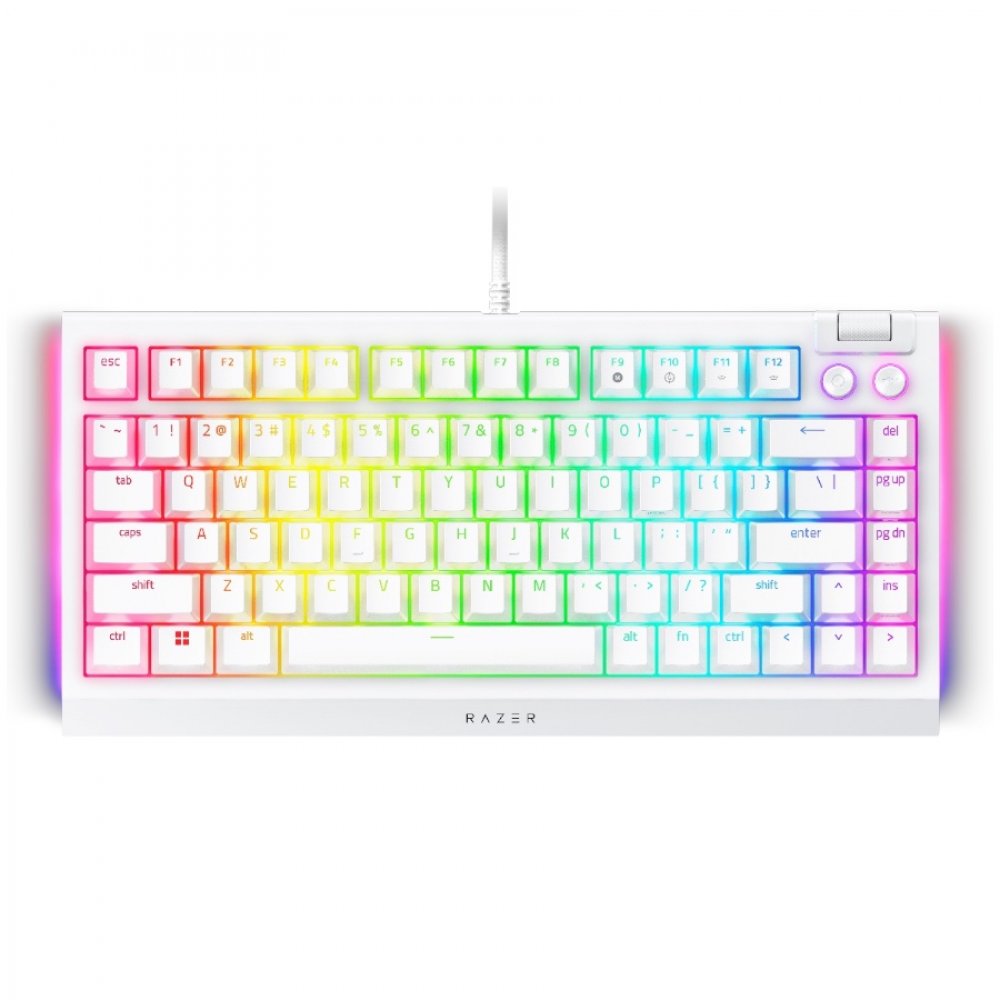 RAZER Klawiatura Gamingowa Przewodowa BlackWidow V4 75% Biała US