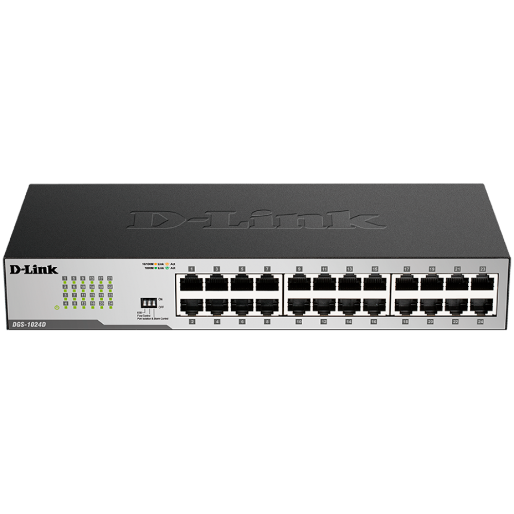 D-Link 24-port 1000/100/10 Mbps internal black switch