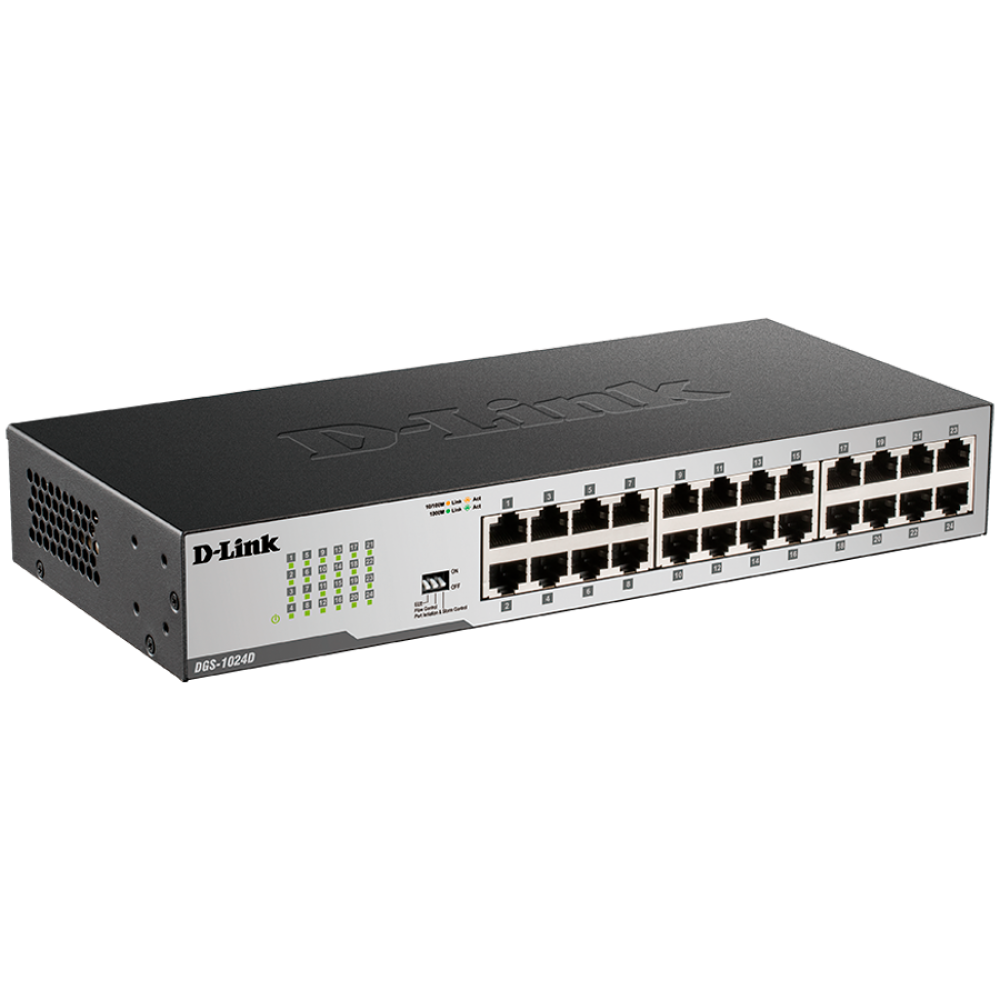 D-Link 24-port 1000/100/10 Mbps internal black switch