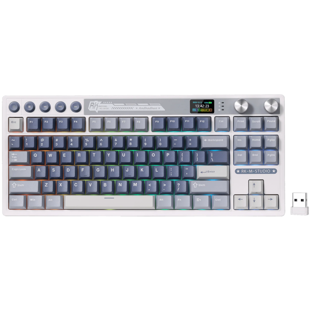 Klawiatura mechaniczna Royal Kludge M87 Beige Switch niebieska