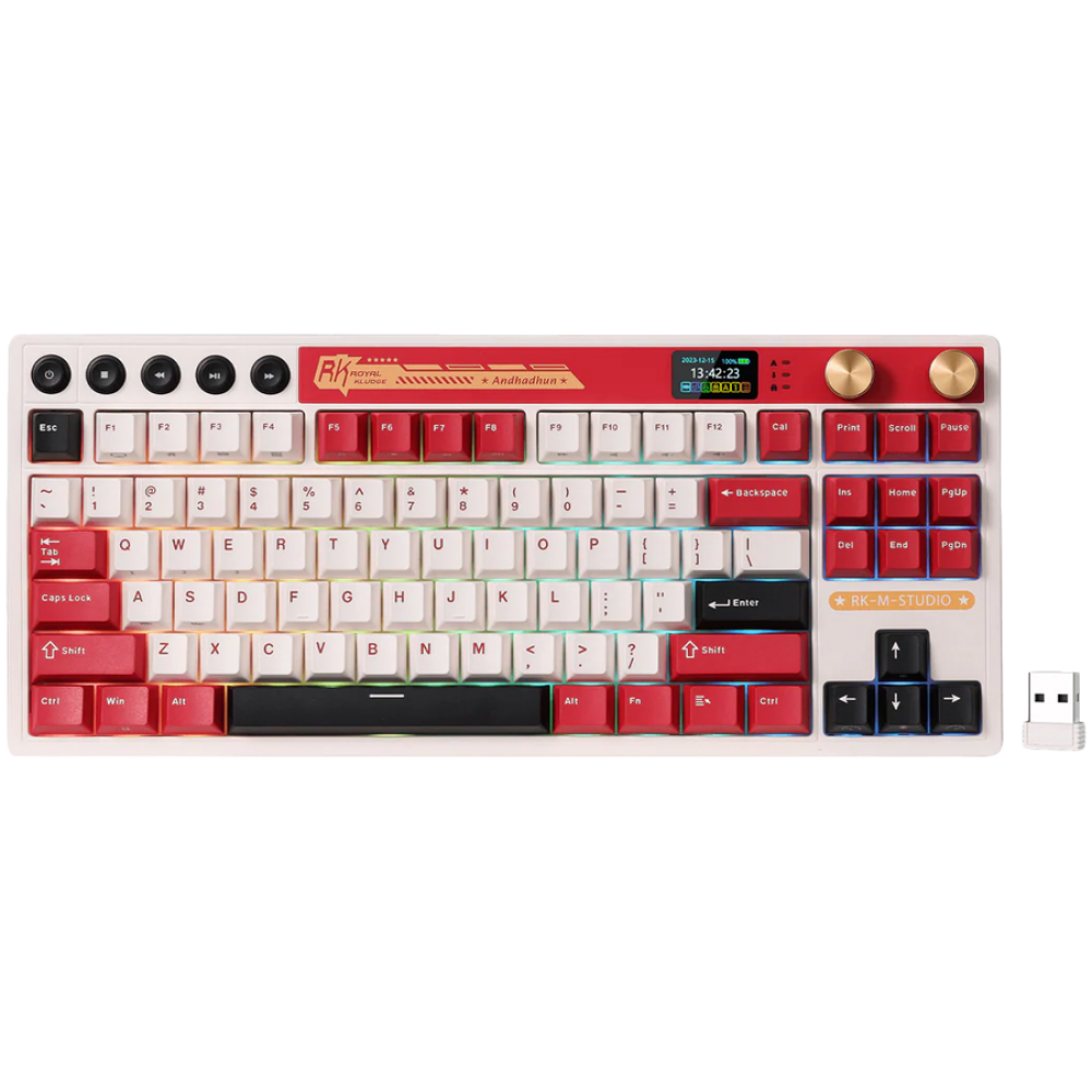 Klawiatura mechaniczna Royal Kludge M87 Cream Switch beżowa