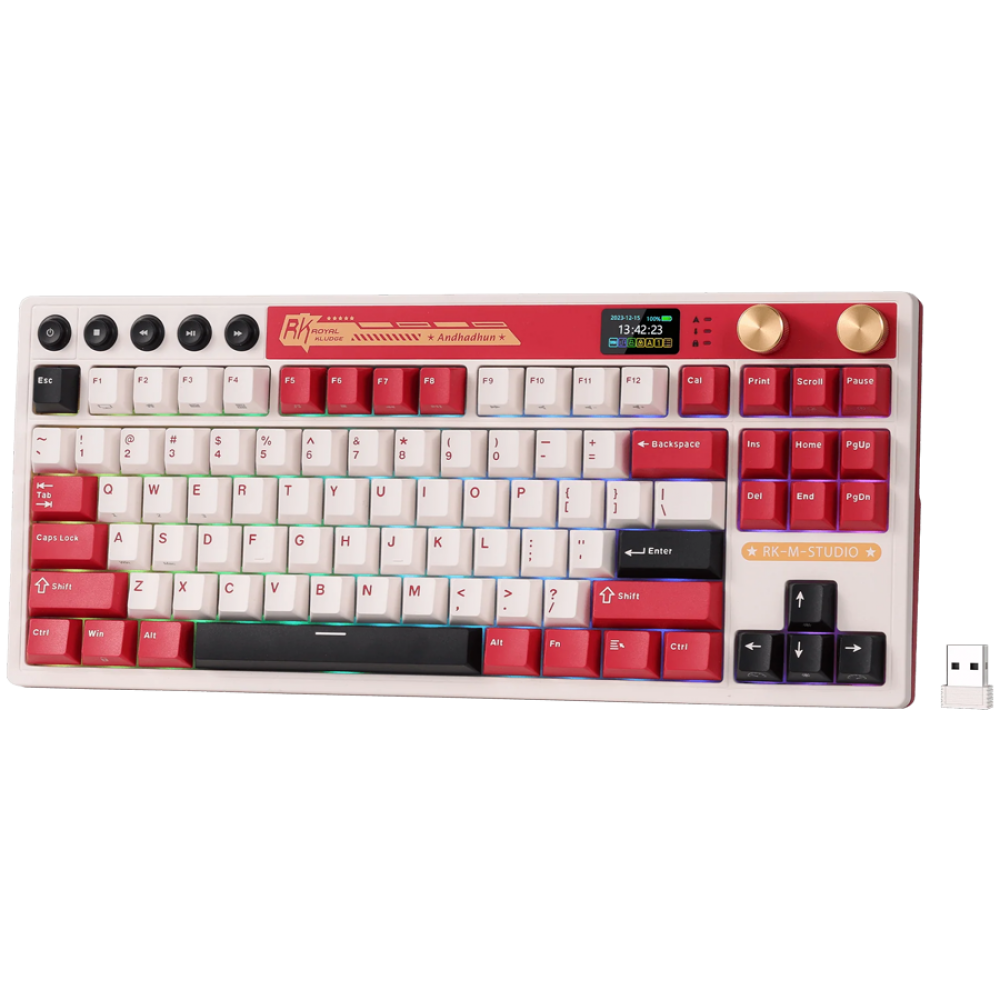 Klawiatura mechaniczna Royal Kludge M87 Cream Switch beżowa
