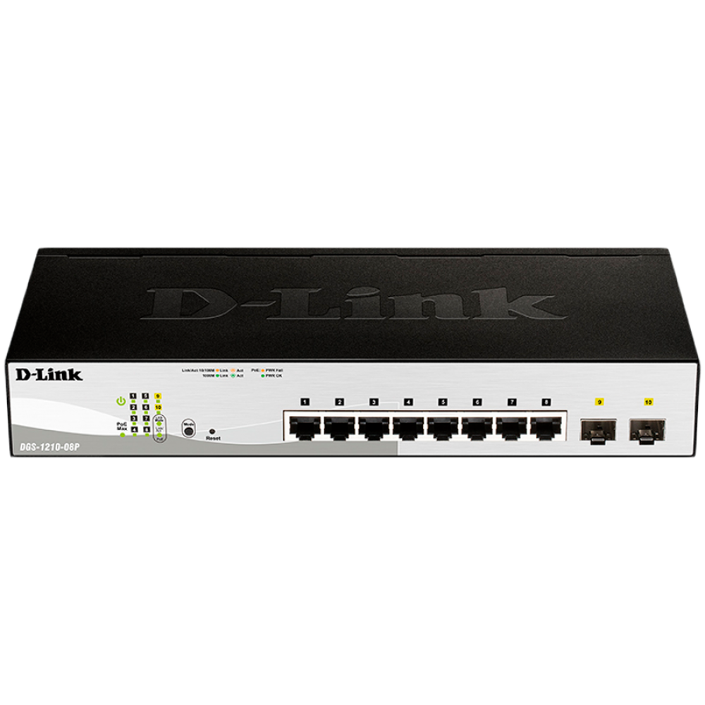Switch D-LINK 8-Port Gigabit PoE mit 2 Combo Schwarz