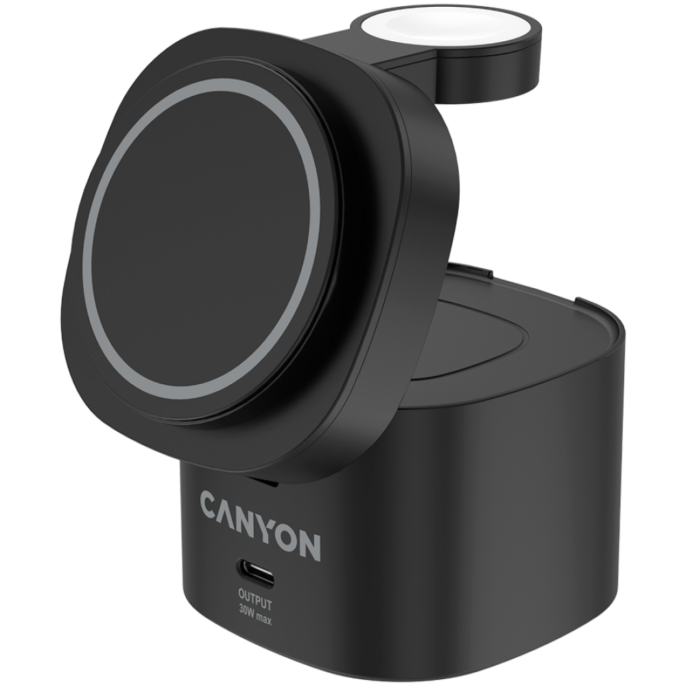 4-in-1 30W USB-C Canyon OnCharge 405 Charging Station, black, adapterless