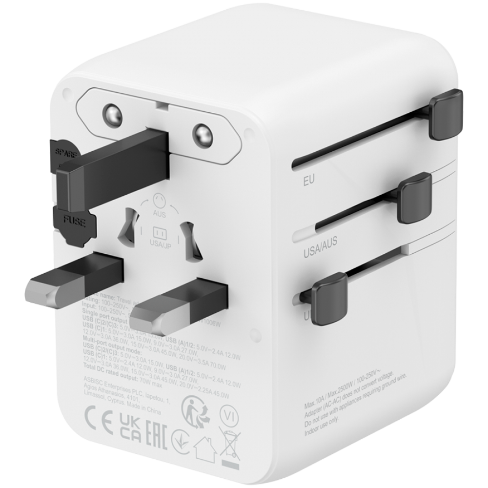Canyon OnTour 70W EU/UK/US/AUS Travel Adapter White